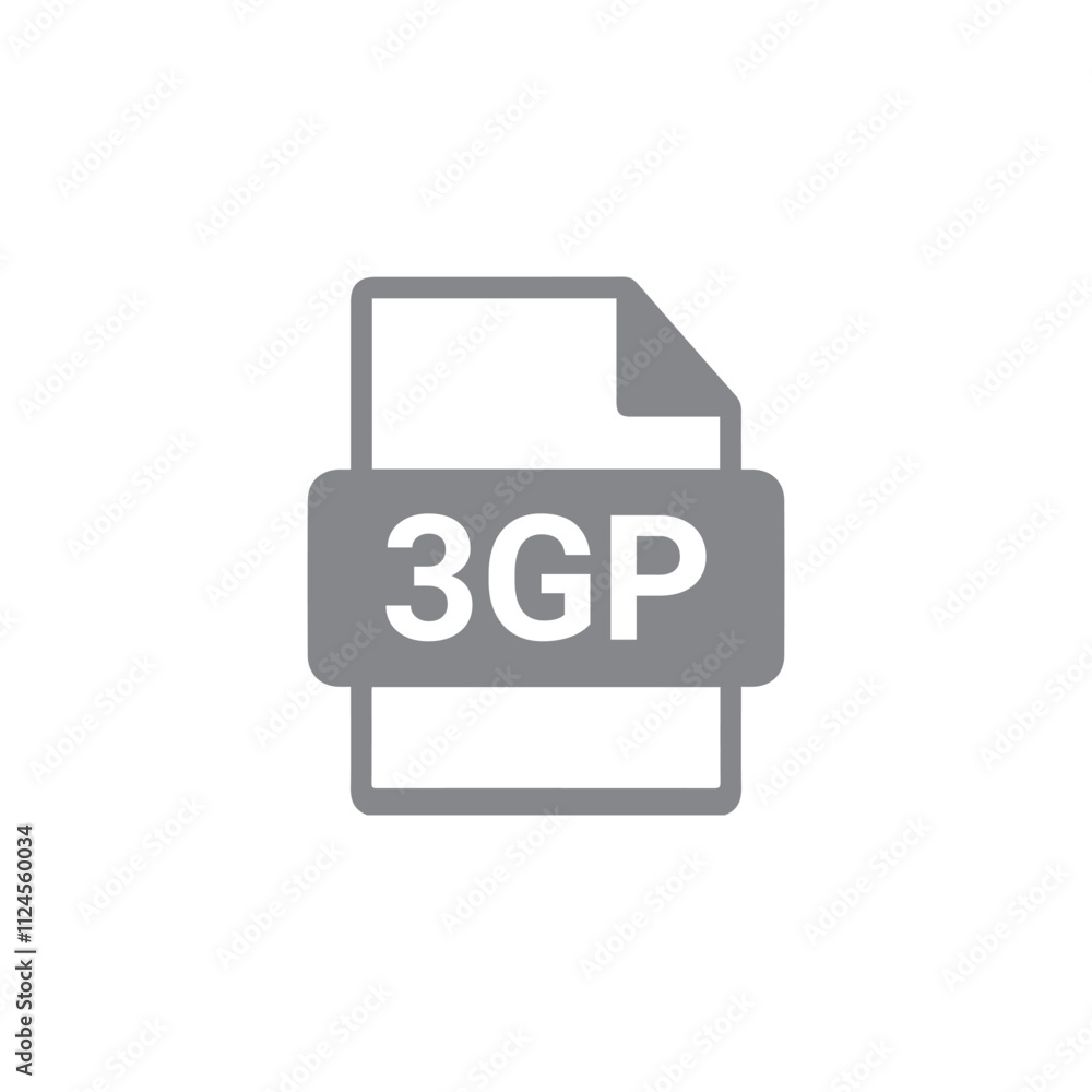 Poster 3gp file icon. vector file format. 3gp file extension modern flat design