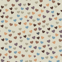 Valentines day beige pastel hearts seamless vector simple pattern
