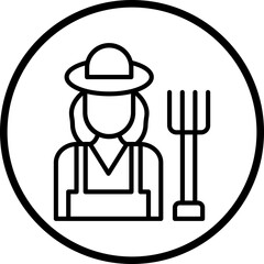 Woman Farmer Vector Icon Style