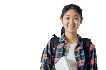 An Inspiring Image of a Young Asian Student with Backpack Ready for Learning and Adventure