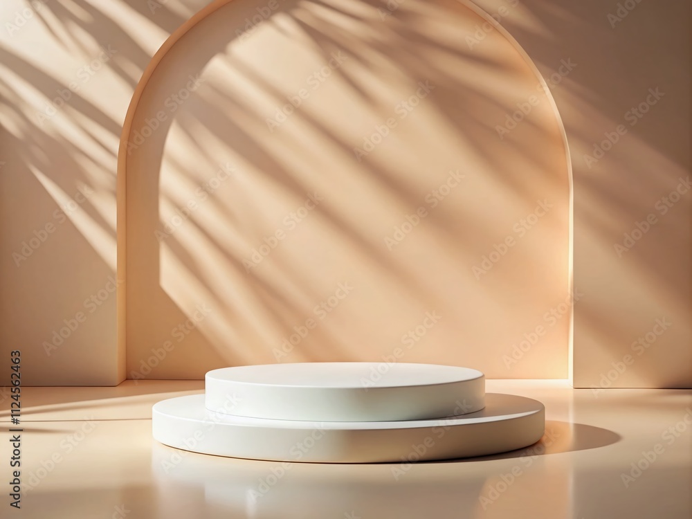Aufkleber abstract empty white podium on pastel background with shadows for product presentation in vintage st