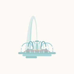Fototapeta premium Stone fountain street decoration architecture. Flat illustration