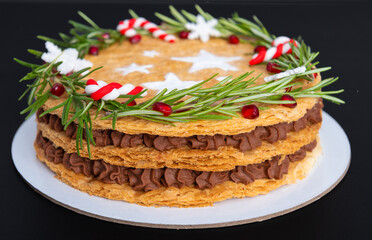 Mille-feuille with chocolate cream, white stars