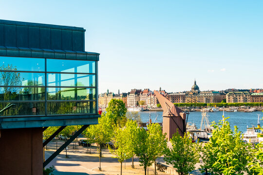 Moderna Museet modern art museum with view of Nybro and Ostermalm in Stockholm, Sweden.