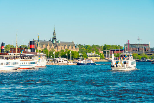 View of Nordic Museum and Vasa Museum on Djurgarden island, Stockholm, Sweden.
