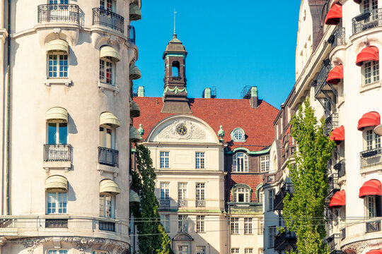 Historic buildings in Ostermalm, city center, Stockholm, Sweden, nobody