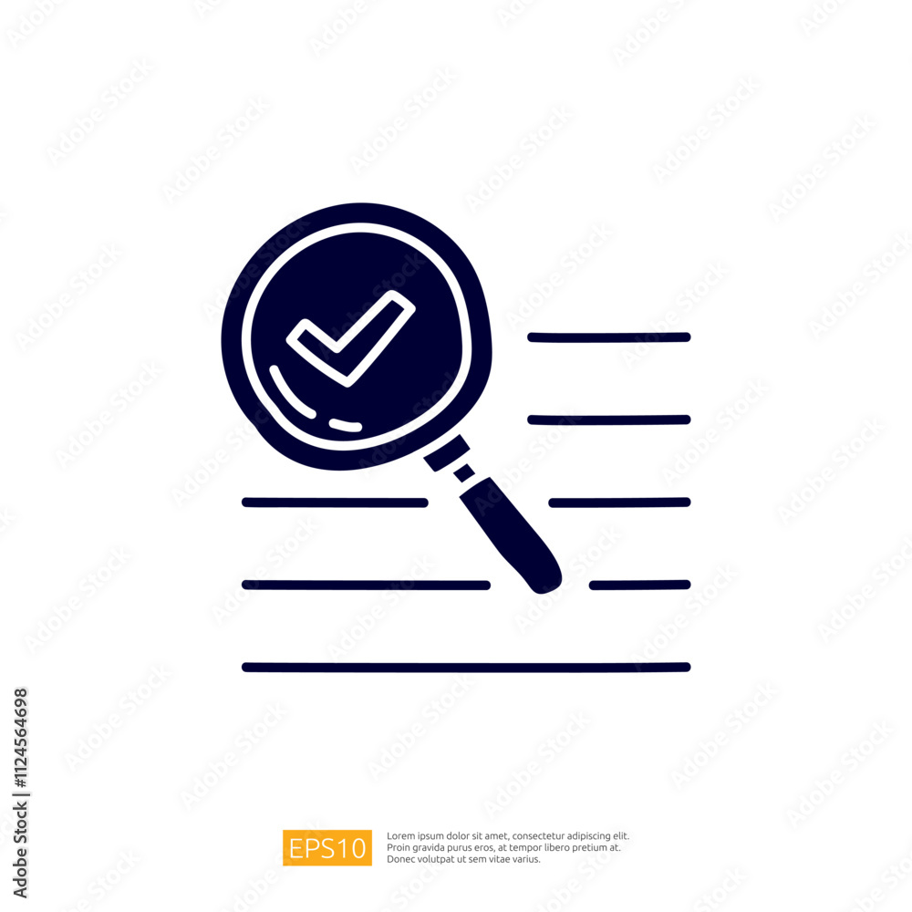 Poster the image features a magnifying glass with a checkmark, symbolizing search, verification, or analysi