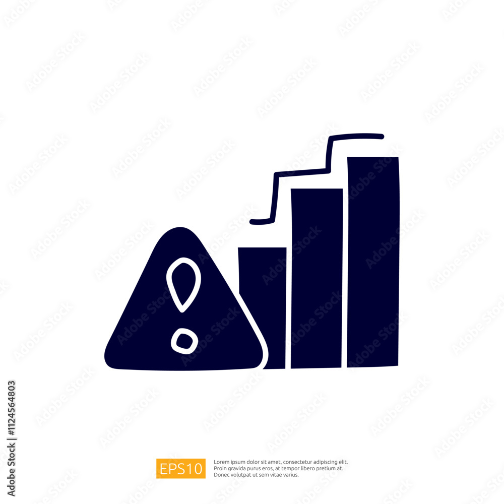 Poster the image features a warning symbol next to a bar graph with ascending bars, indicating a rise in da