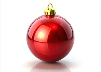 3D Rendered Red Christmas Ornament, Festive Holiday Ball, Xmas Decoration, Isolated Christmas Ball, Realistic Red Bauble