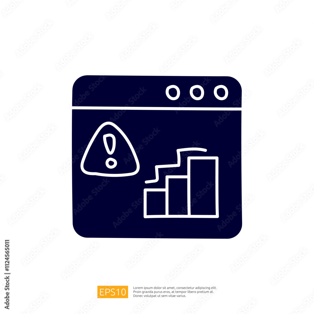 Poster a graphic representation of a web interface displaying a warning symbol and a bar graph, indicating 