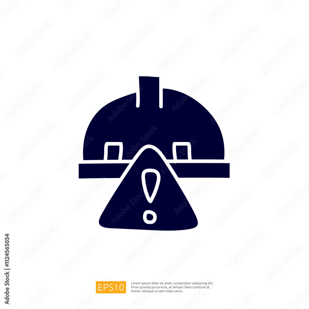 Poster the image features a dark silhouette of a helmet with a caution triangle, indicating a warning or sa