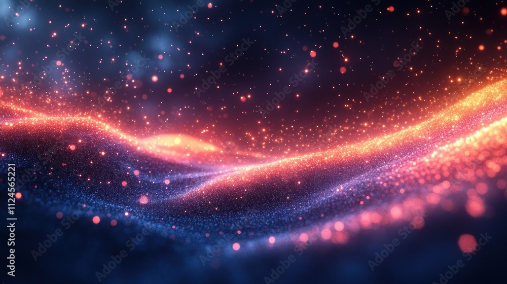 Poster futuristic abstract background with neon particles lights technology data network motion