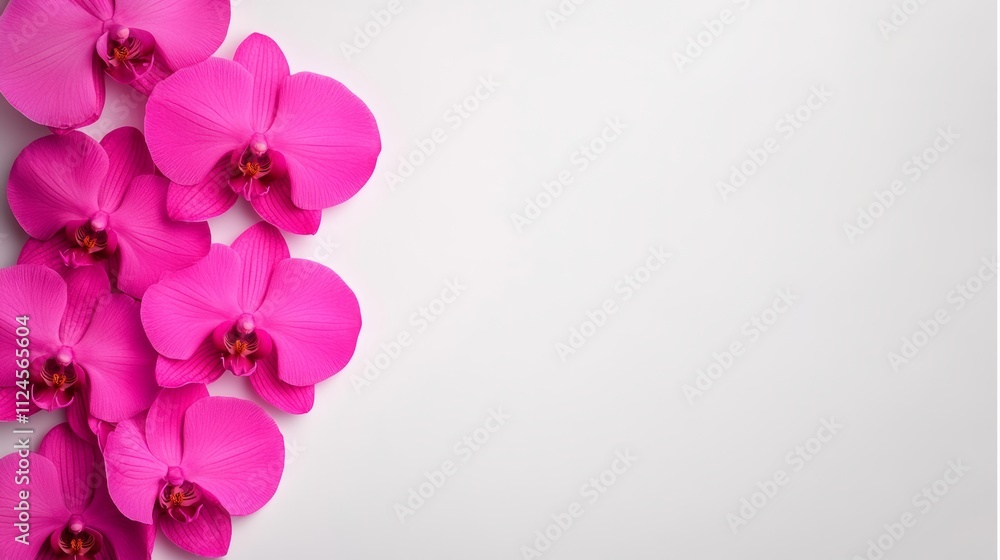 Poster pink flowers arranged in a row on a white background. the flowers are arranged in a way that they ar