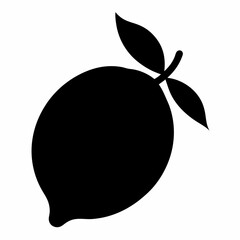 Black Silhouette of a Lemon Vector Art Illustration