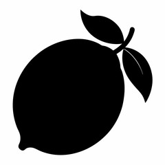 Black Silhouette of a Lemon Vector Art Illustration