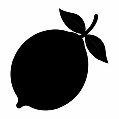 Black Silhouette of a Lemon Vector Art Illustration