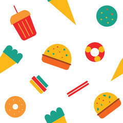 Junk Food Patten Design Vector Illustration