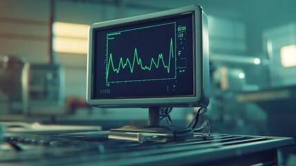 Fototapeta premium Detailed view of hospital monitor in medical setting