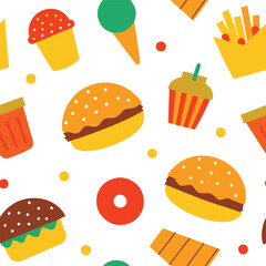 Junk Food Patten Design Vector Illustration