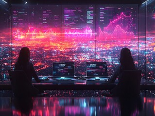 Futuristic Corporate Shareholder Report with Holographic Data Visualization for Business Strategy and Investment Decisions