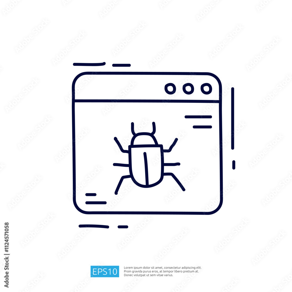 Poster the image depicts a stylized computer window featuring a beetle, symbolizing a software bug or error