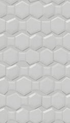 Seamless pattern of light gray geometric hexagonal shapes on grey background. Abstract and modern high resolution full frame background with repeating pattern, 