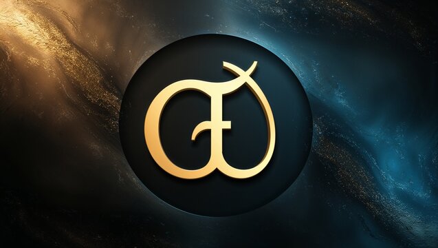 upsilon symbol greek alphabet sign of the upsilon letter in abstract gold on a dark backdrop