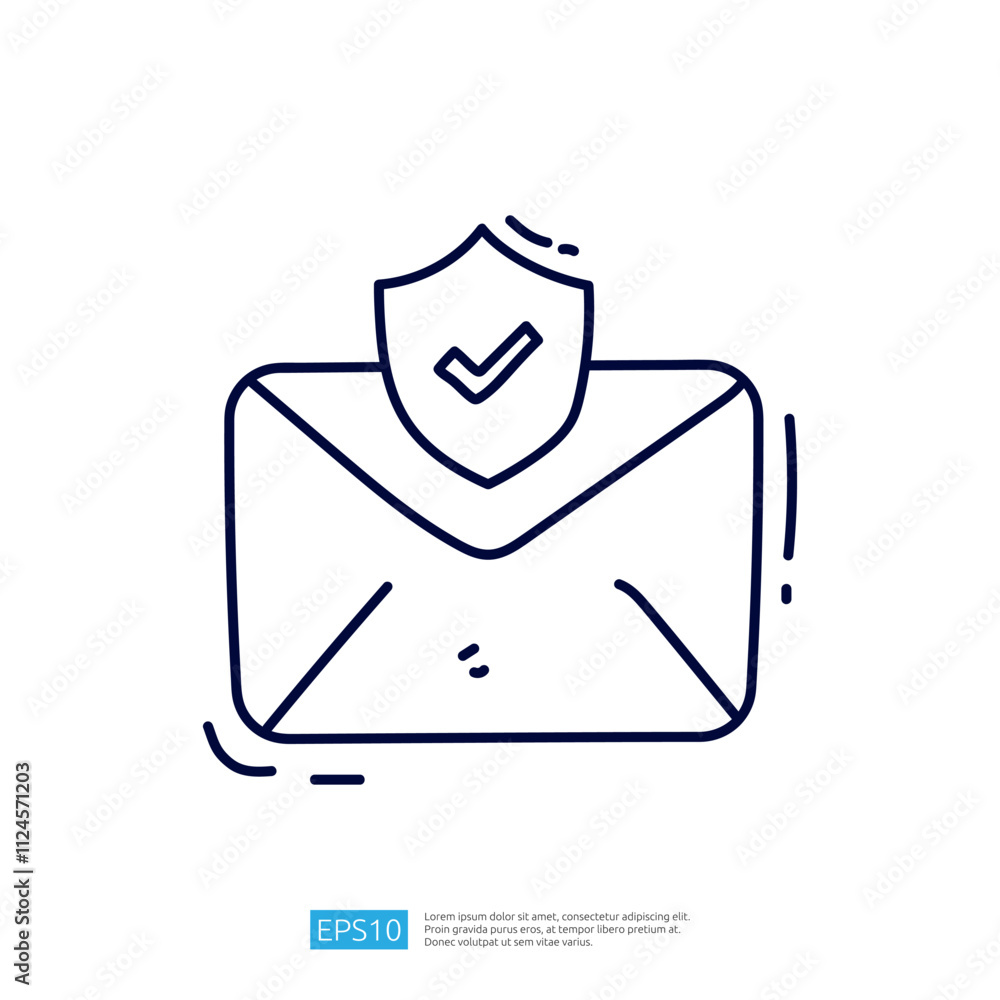 Poster the image depicts an outlined envelope with a shield and checkmark, symbolizing secure communication