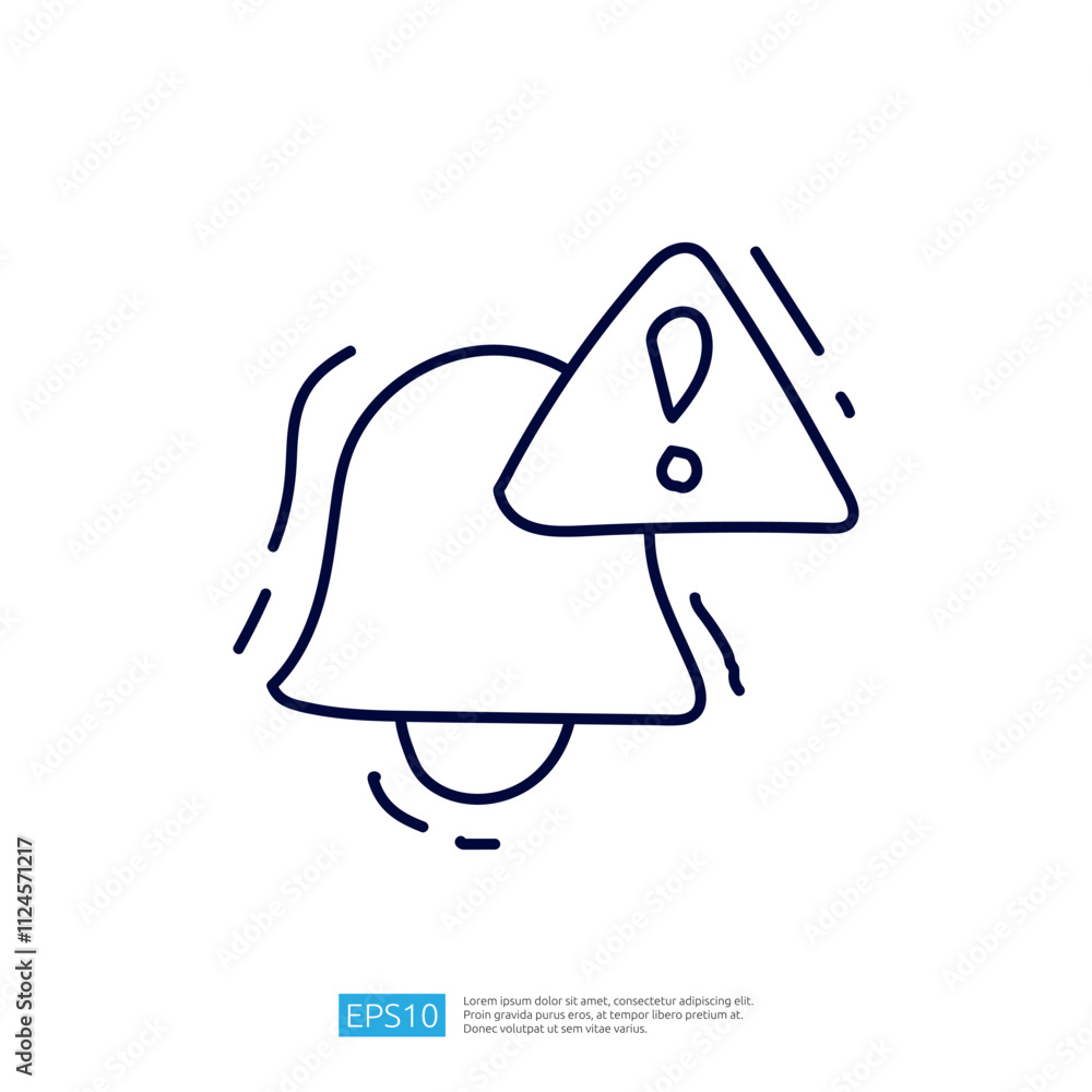 Poster the image features a simple outline of a bell with an exclamation mark, symbolizing an alert or noti