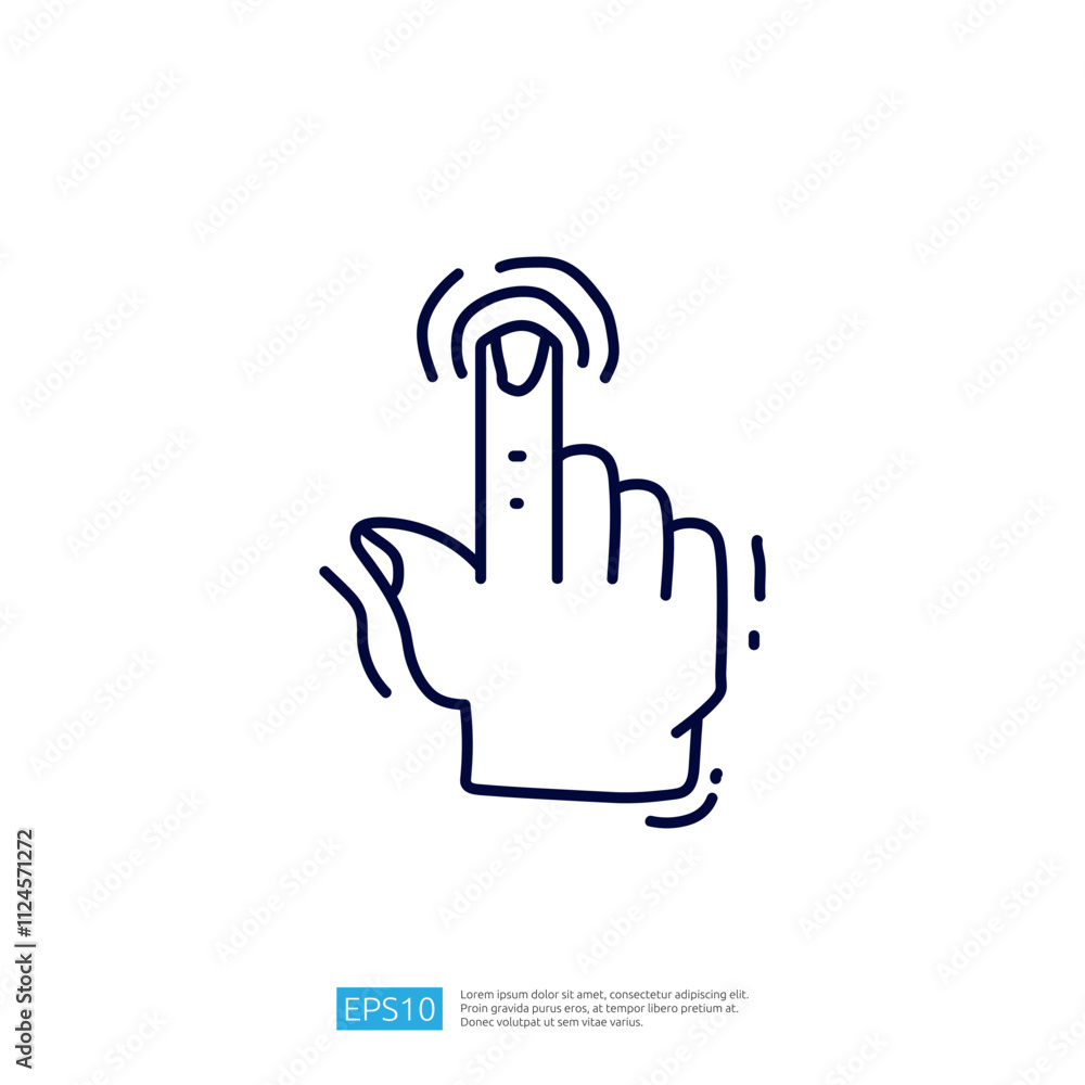 Poster a simple line drawing of a hand with an extended finger, suggesting interaction or touch, likely rep