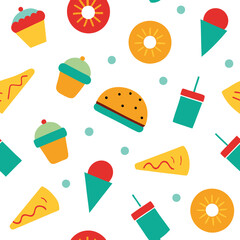 Junk Food Patten Design Vector Illustration
