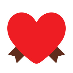 ハート型とリボンのシンプルなフレーム　文字なし　ベタ　バレンタイン　母の日　誕生日