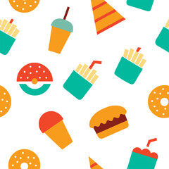 Junk Food Patten Design Vector Illustration