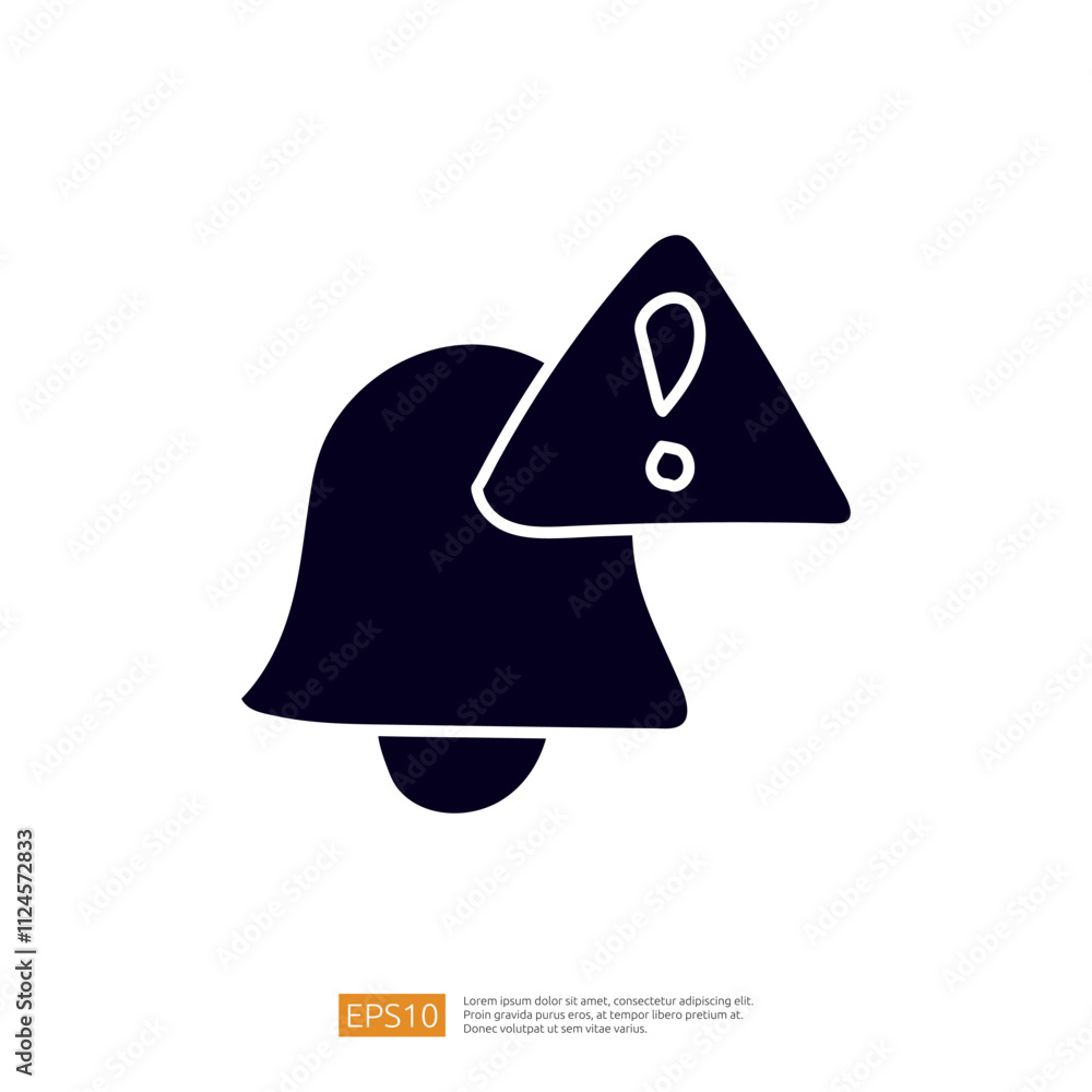 Poster the image features a stylized notification bell with an exclamation mark inside a warning triangle, 