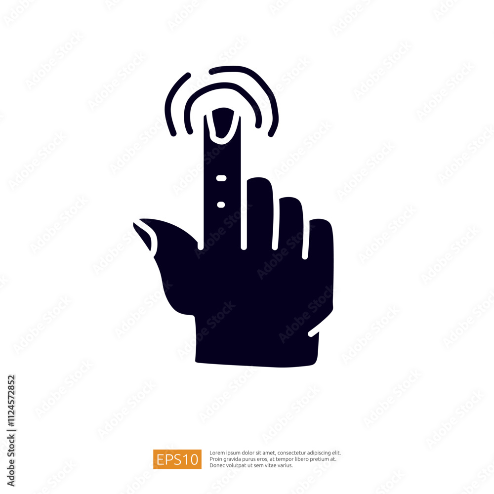 Poster a stylized graphic of a hand with a finger pointing, indicating interaction or selection, often used