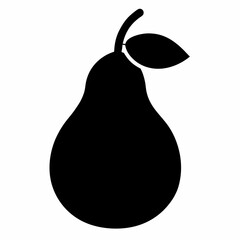Black Silhouette of a Pear Vector Illustration Art