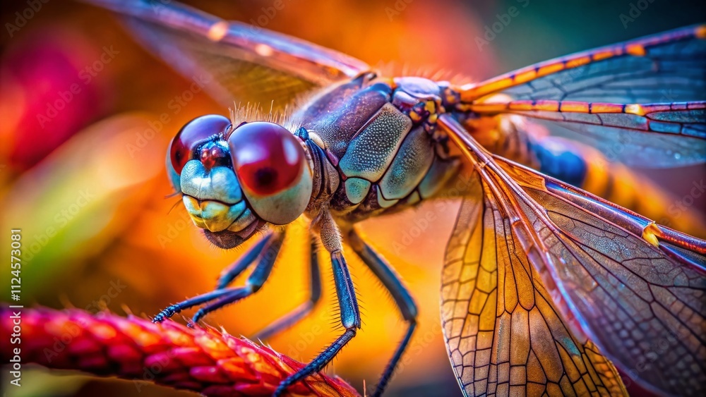 Aufkleber abstract macro photography of a skimmer with intricate patterns and textures in bright colors, showc