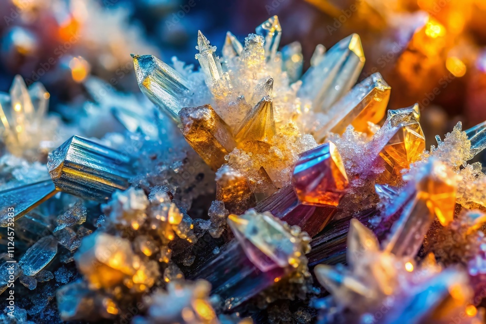 Poster abstract macro texture of salt crystals captured using the rule of thirds, showcasing intricate patt