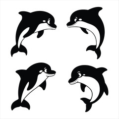 whale silhouette icon set.