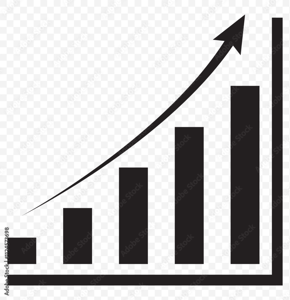 Aufkleber increasing stocks icon. trendy flat vector increasing stocks icon on transparent background from bus
