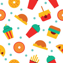 Junk Food Patten Design Vector Illustration
