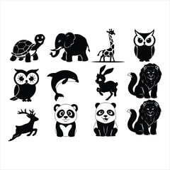 Obraz premium animal silhouette icon set. black animal icon vector illustration. animal silhouette vector isolate illustration. animal black image design illustration.