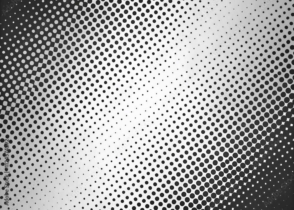 Poster abstract monochrome halftone elements with stipple texture creating a modern background – perfect fo