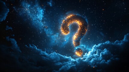 Glowing Cosmic Question Mark Floating in Deep Space Symbolizing Life s Mysteries