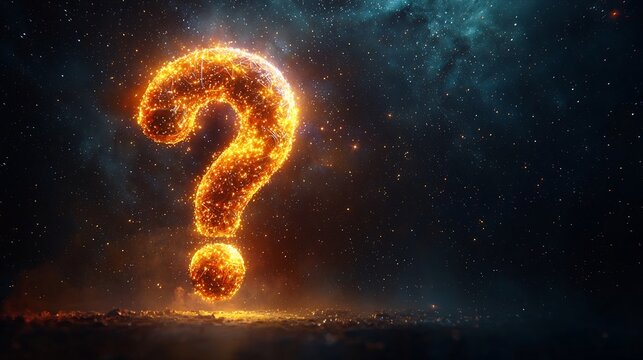 Glowing Cosmic Question Mark Symbolizing Life s Mysteries in the Vast Expanse of the Universe
