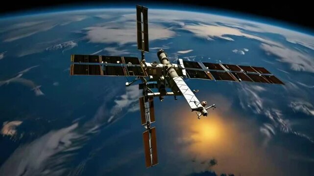 Orbiting Elegance: International Space Station in Perfect Motion