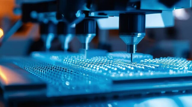 Robotic equipment places pills into packaging with precision, ensuring efficient distribution within the pharmaceutical industry. Automation enhances production in a sterile environment