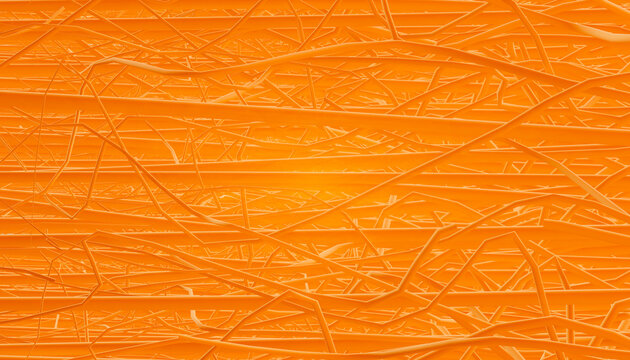 Abstract 3D render of orange hairs pattern.