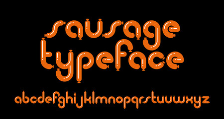 Simple geometric minimal vector font letters looks like balloons or sausages, funny typography alphabet, celebration cartoon happy and joyful typeface.