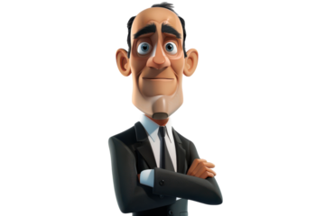 Animated Cartoon Businessman Portraying Professionalism and Poise for Business Presentations and Marketing Efforts